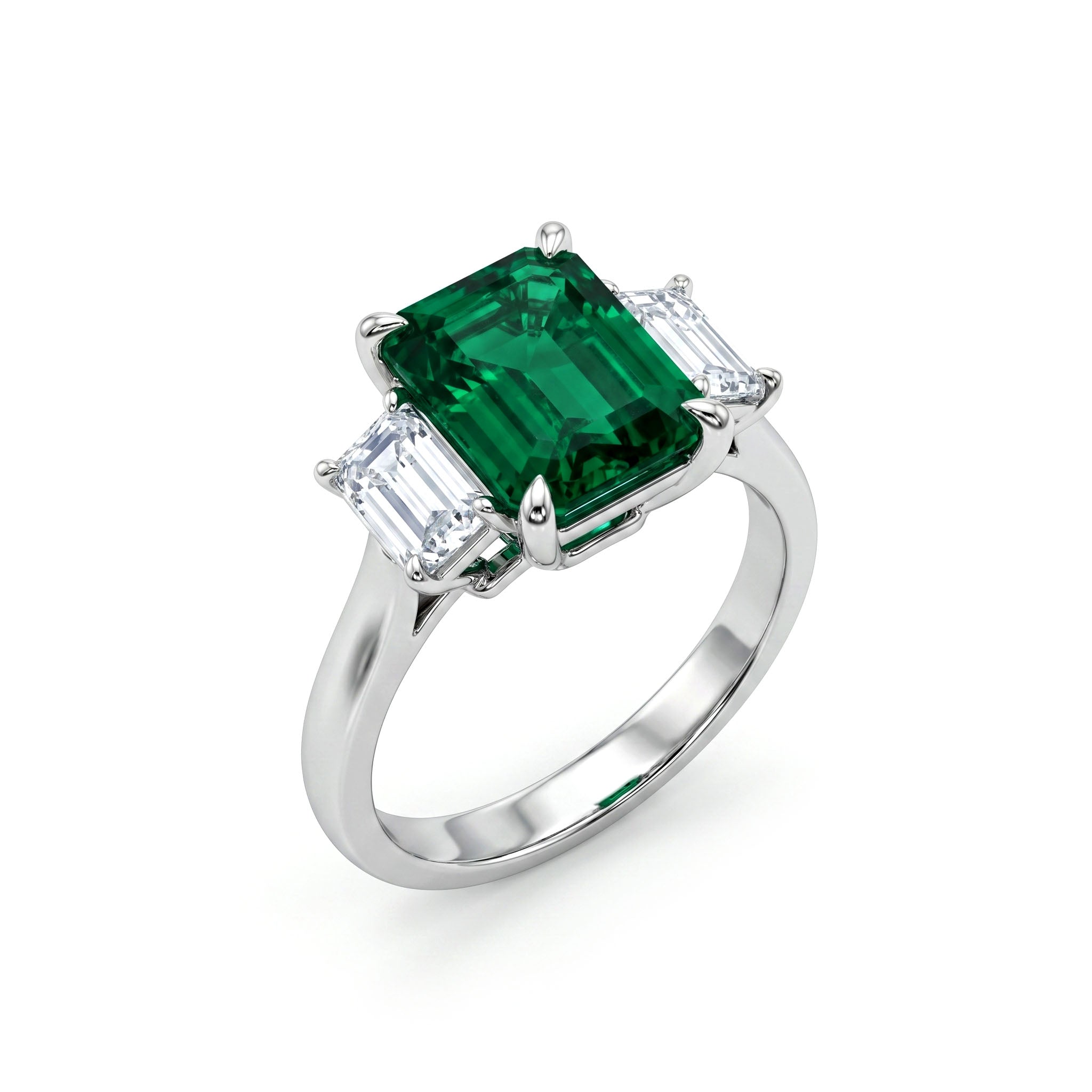 Handmade Platinum Green Emerald Ring, 2.06ct