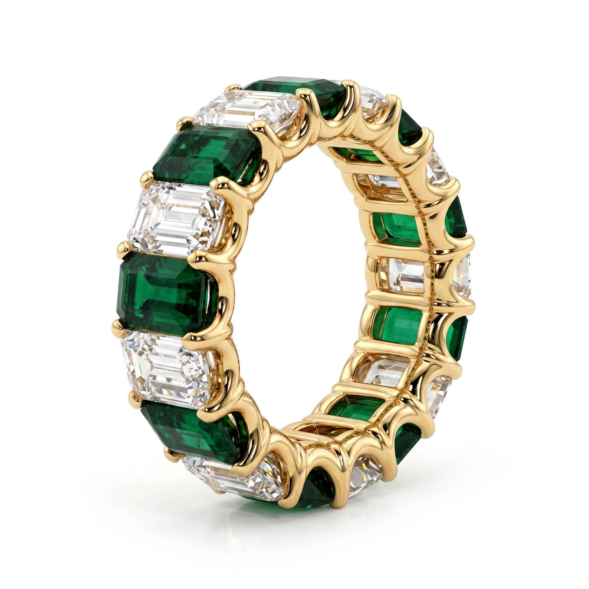 ER057094 - Ring 18KY/8.4G 9ED-5.56CT 9EMER-3.93CT