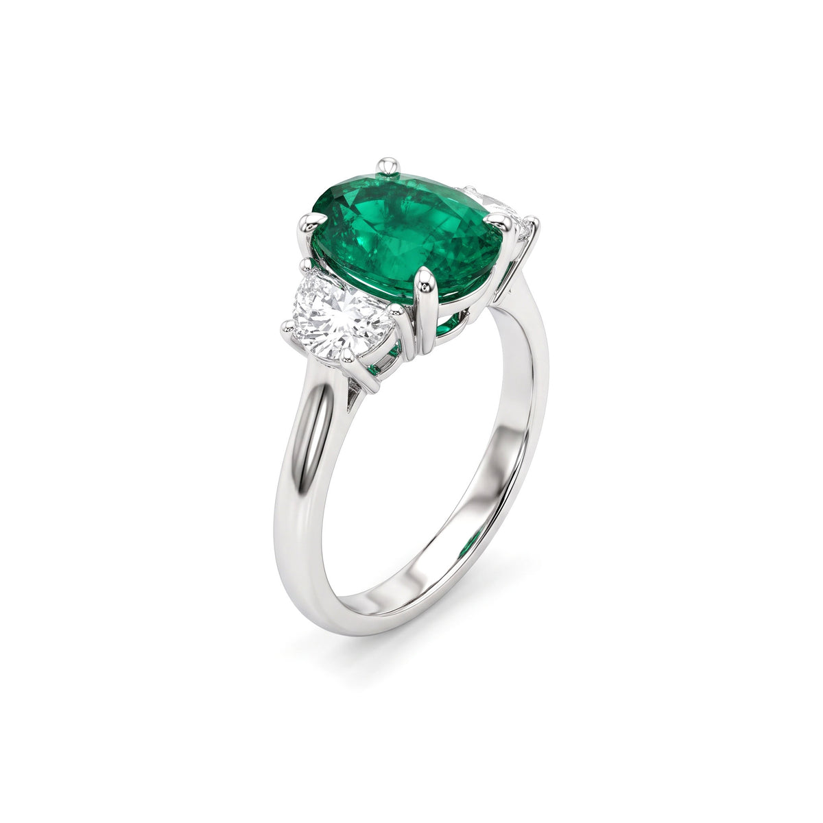 ER057124 - Ring 18KW 1EMER-2.00CT 2HM-0.64CT GIA