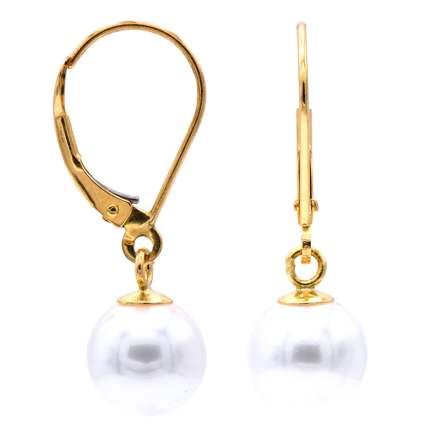 ESAL11007Y - 14KY Cultured 6.50-7mm Leverback Earring
