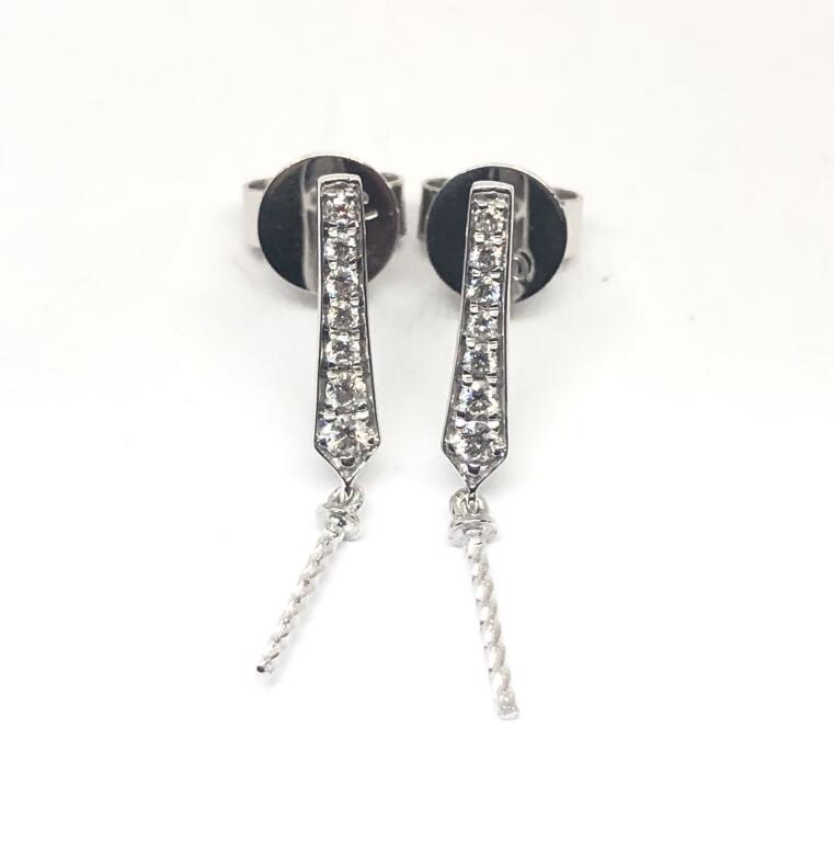 18K White Gold South Sea Pearl Earrings, 11-12mm, 0.16ct