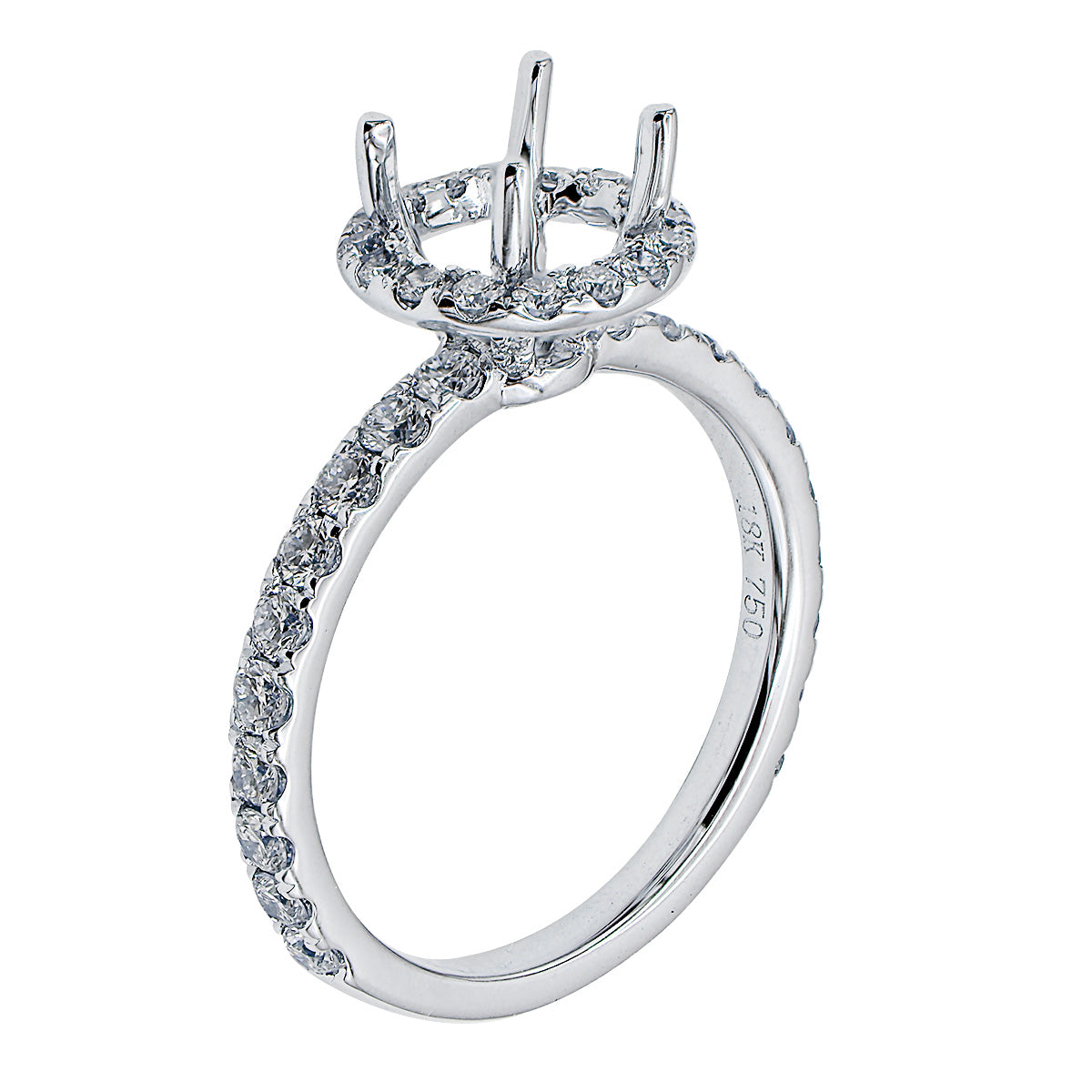 18K White Gold Engagement Ring, 0.87ct