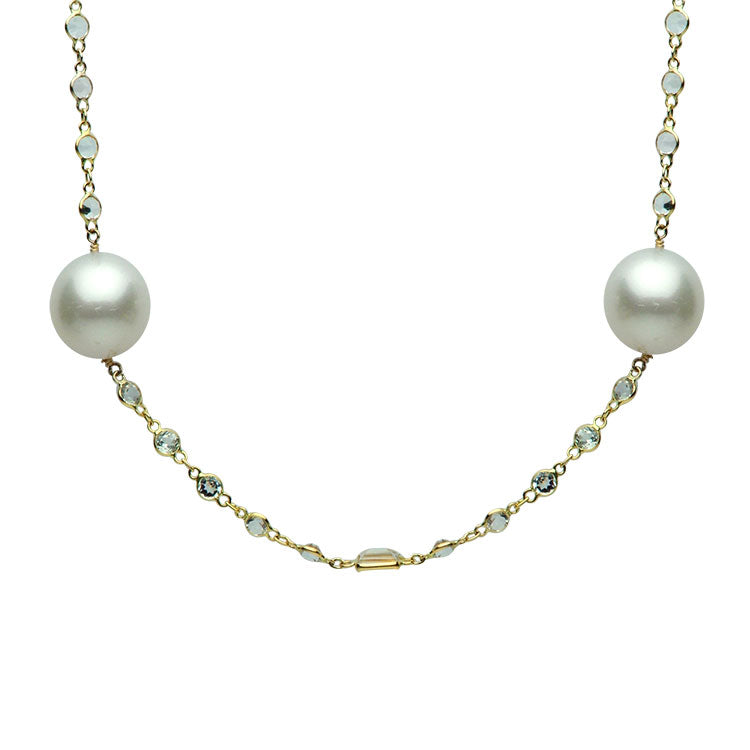 14K Yellow Gold South Sea Pearl Necklace, 12-13mm