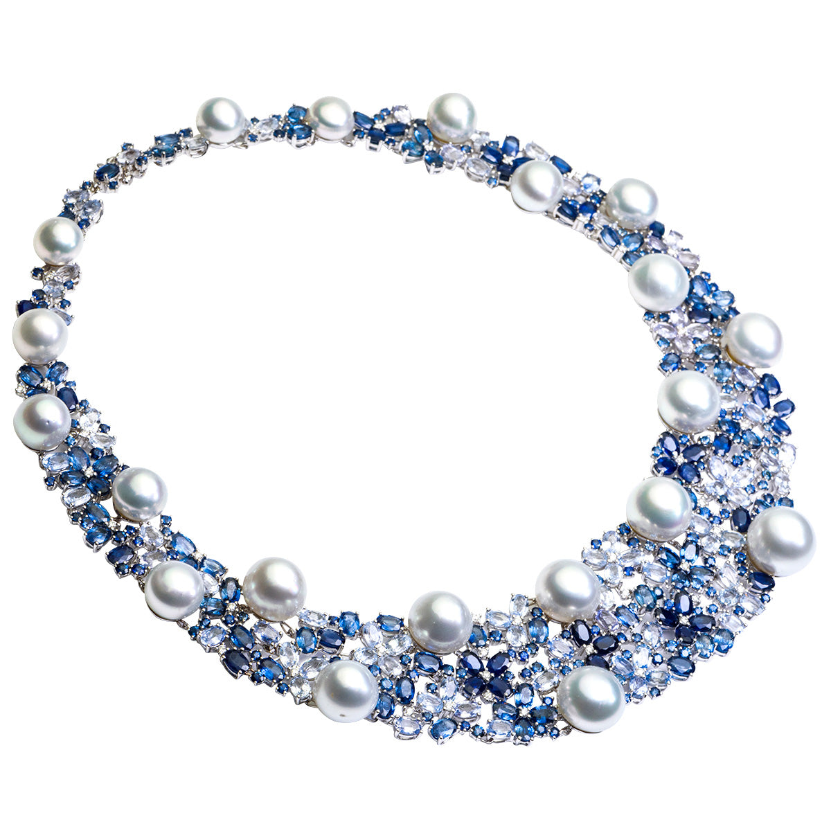 18K Blue Sapphire Diamond Necklace, 1.5ct