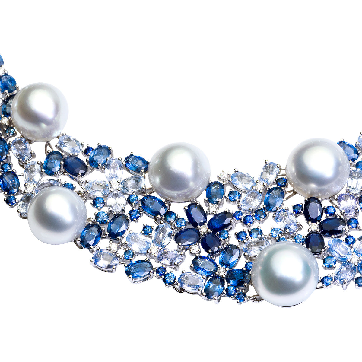 18K Blue Sapphire Diamond Necklace, 1.5ct