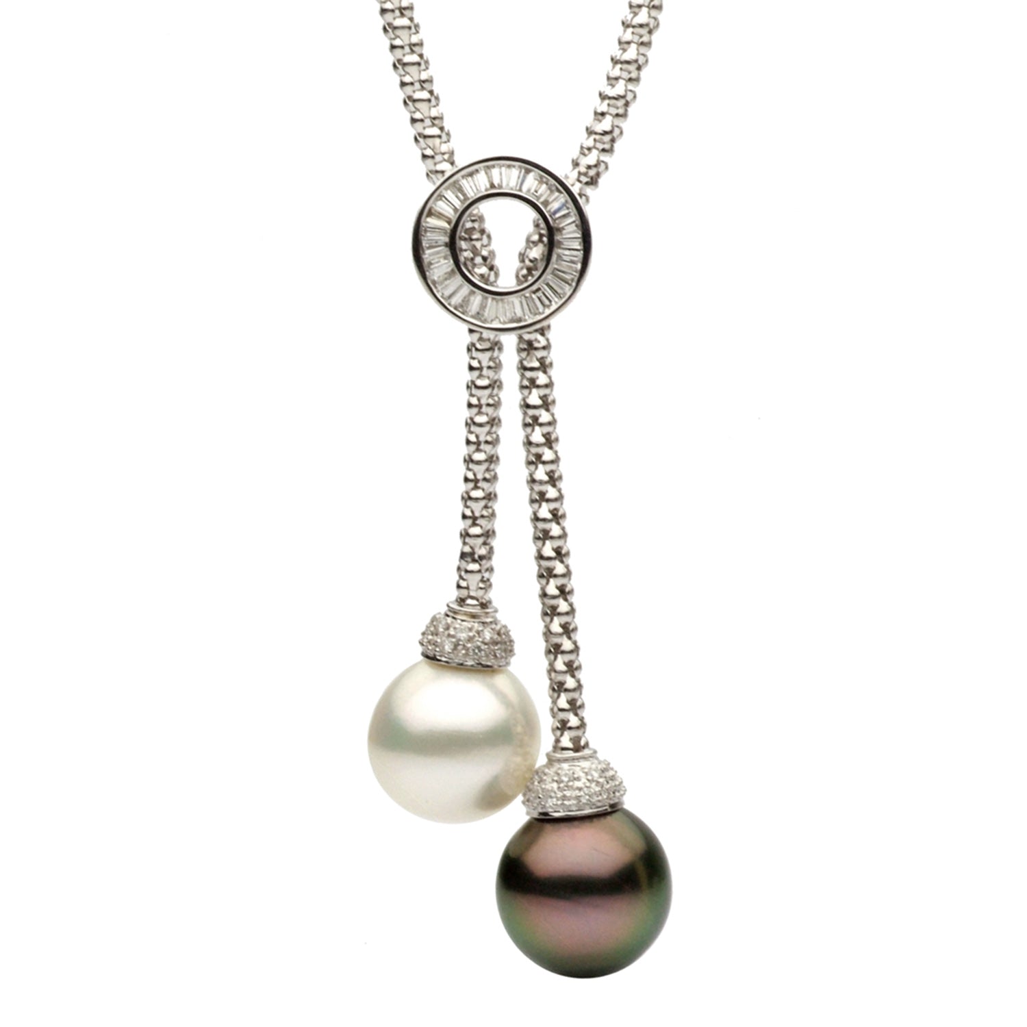 18KW White South Sea & Tahitian Pearl Necklace, 12-13mm