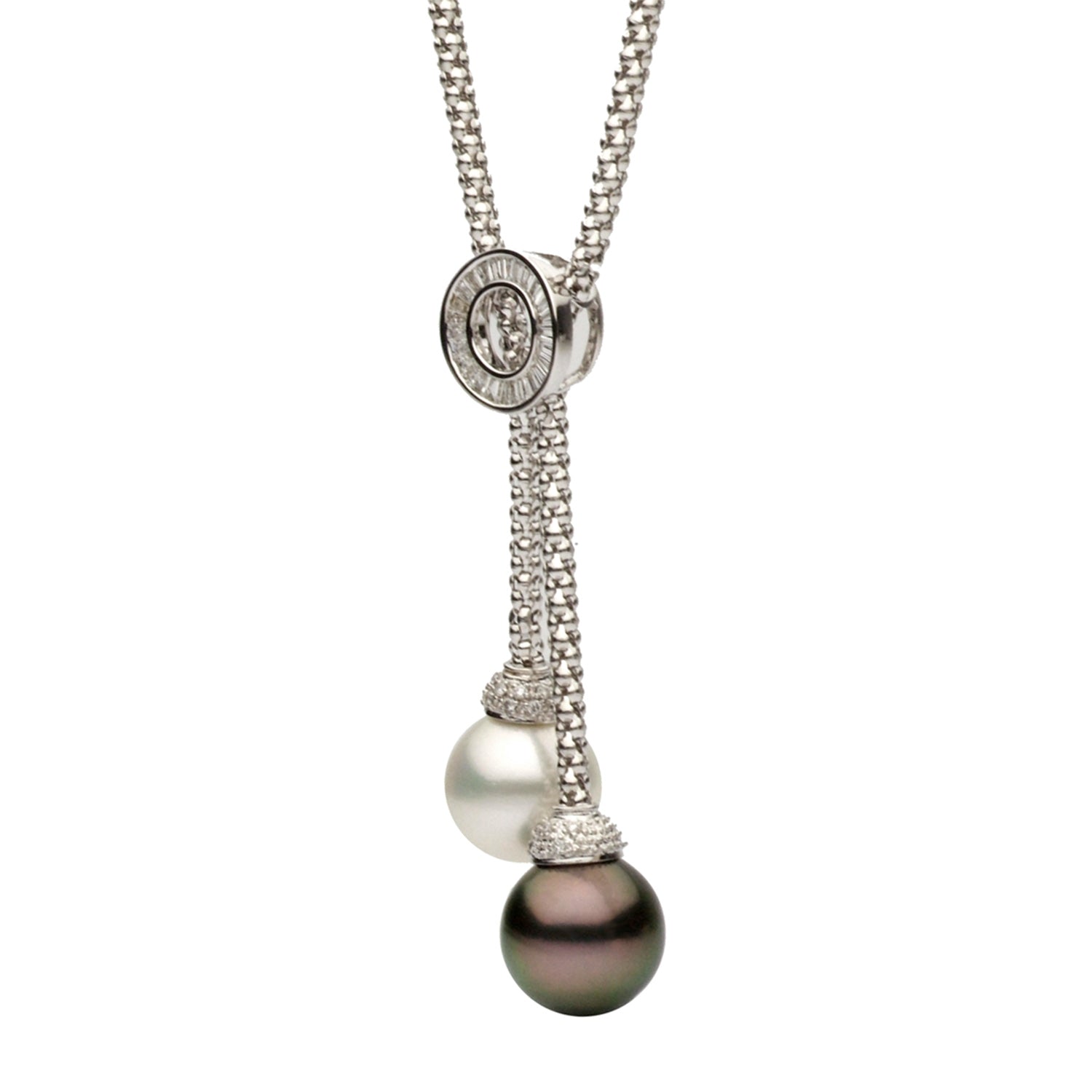 18KW White South Sea & Tahitian Pearl Necklace, 12-13mm