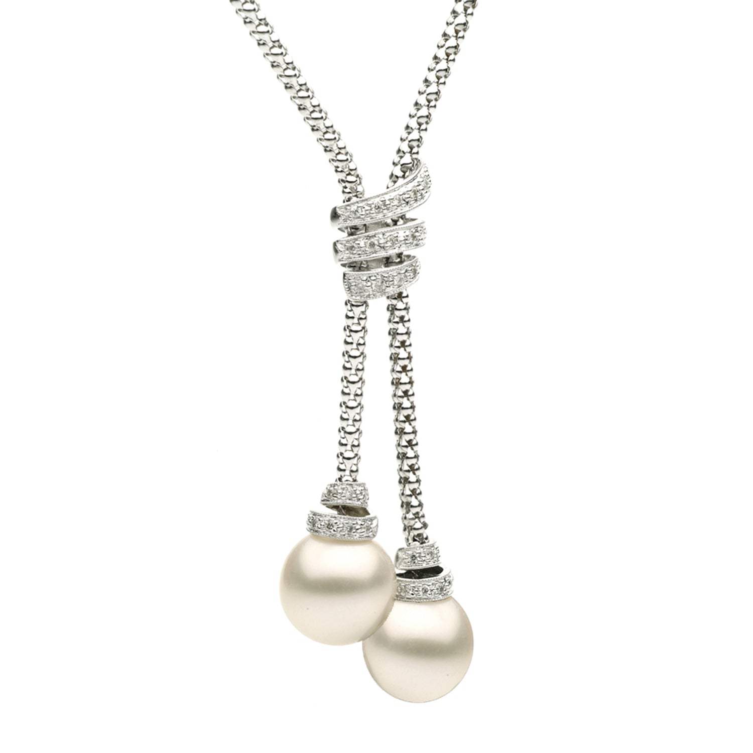 18K White Gold South Sea Pearl Necklace, 12-13mm, 0.3ct