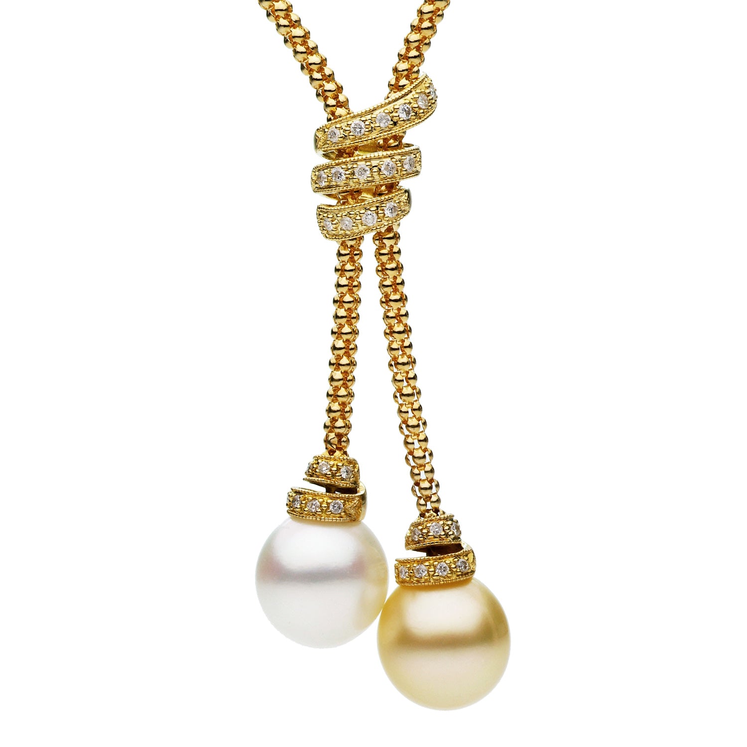 18KY White & Golden South Sea Pearl Necklace, 12-13mm