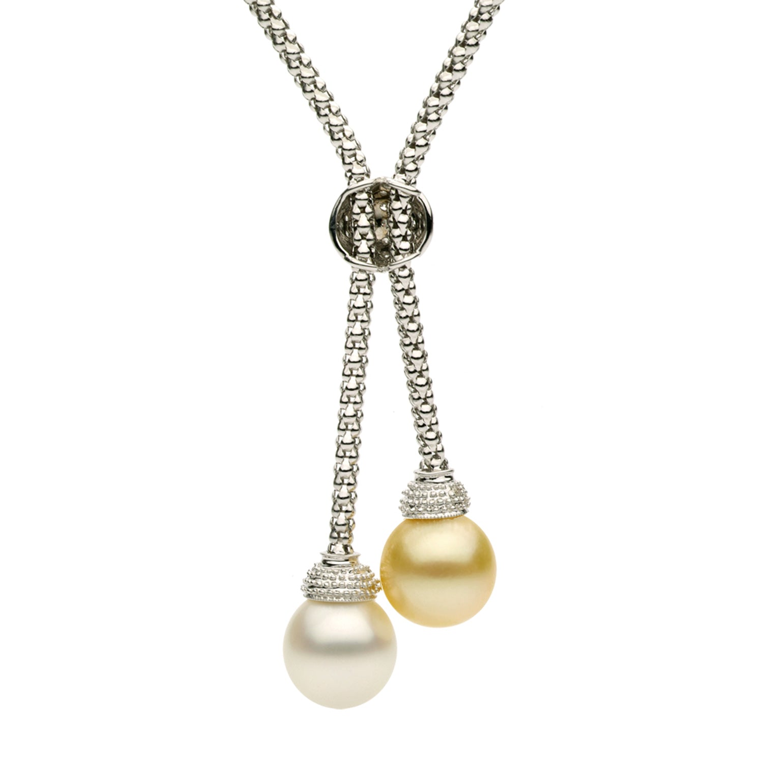 18KW White & Golden South Sea Pearl Necklace, 11-12mm