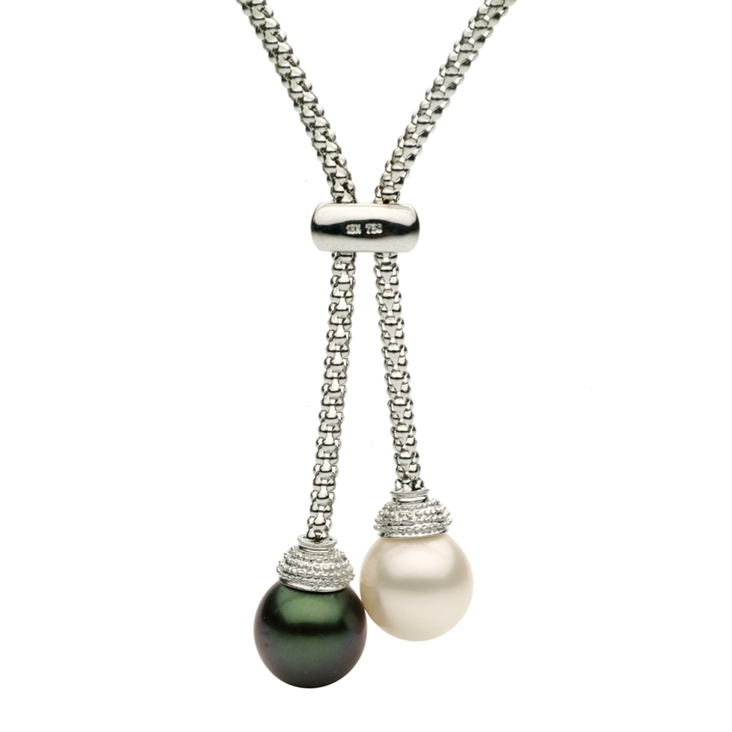 N015061-18 - 18KW S.Sea/Tah Necklace 37D-0.25ct 11-12mm 10.4grams 18''