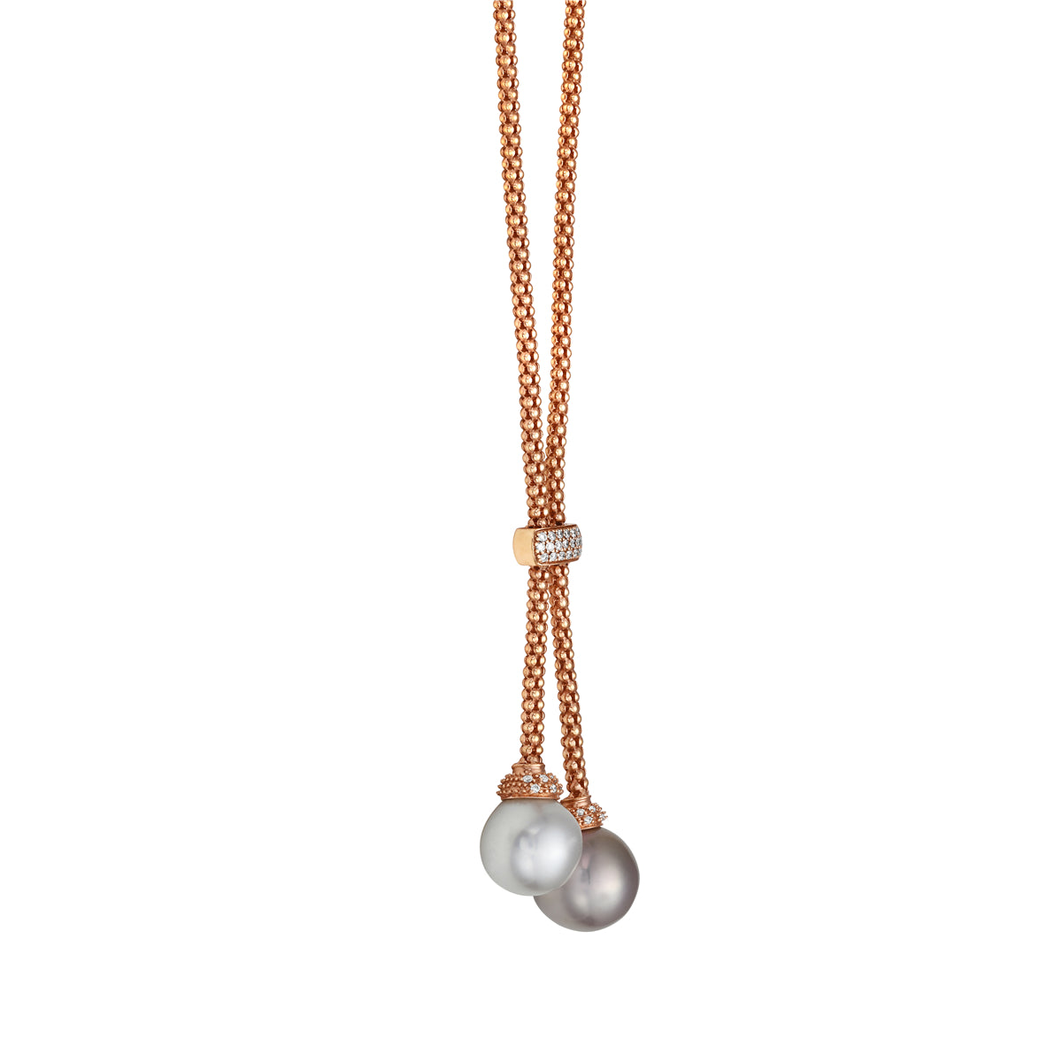 18K Rose Gold Freshwater Pearl Necklace, 12-13mm, 0.27ct