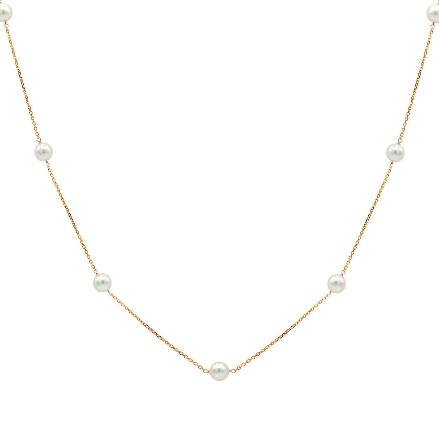 14K Rose Gold Akoya Pearl Necklace, 6-6.50mm