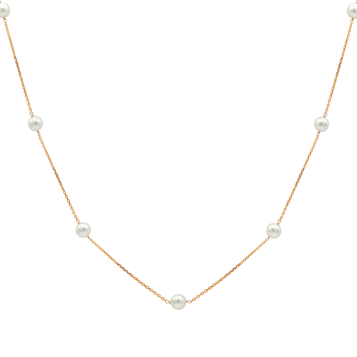 14K Rose Gold Akoya Pearl Necklace, 6-6.50mm