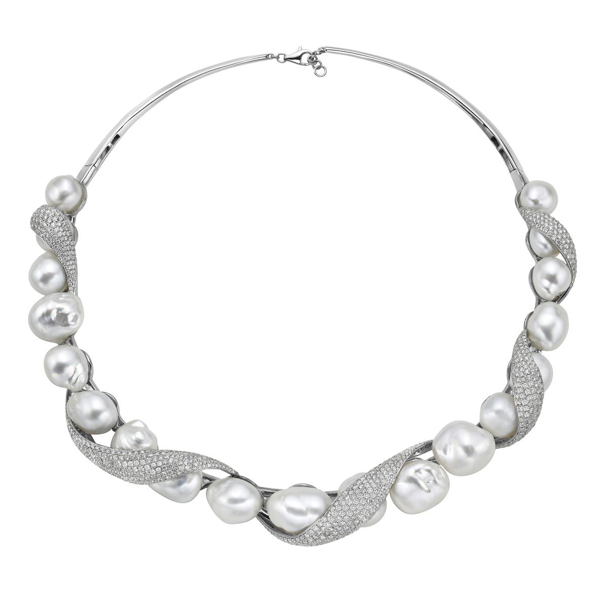 18K White Gold South Sea Pearl Necklace, 12-15mm, 18.3ct