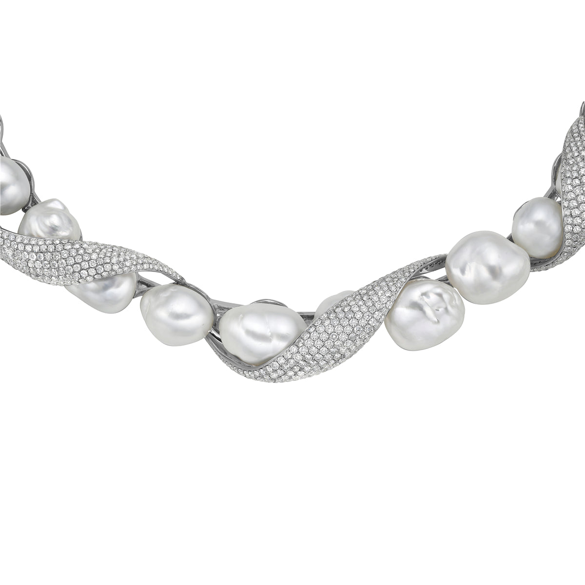 18K White Gold South Sea Pearl Necklace, 12-15mm, 18.3ct