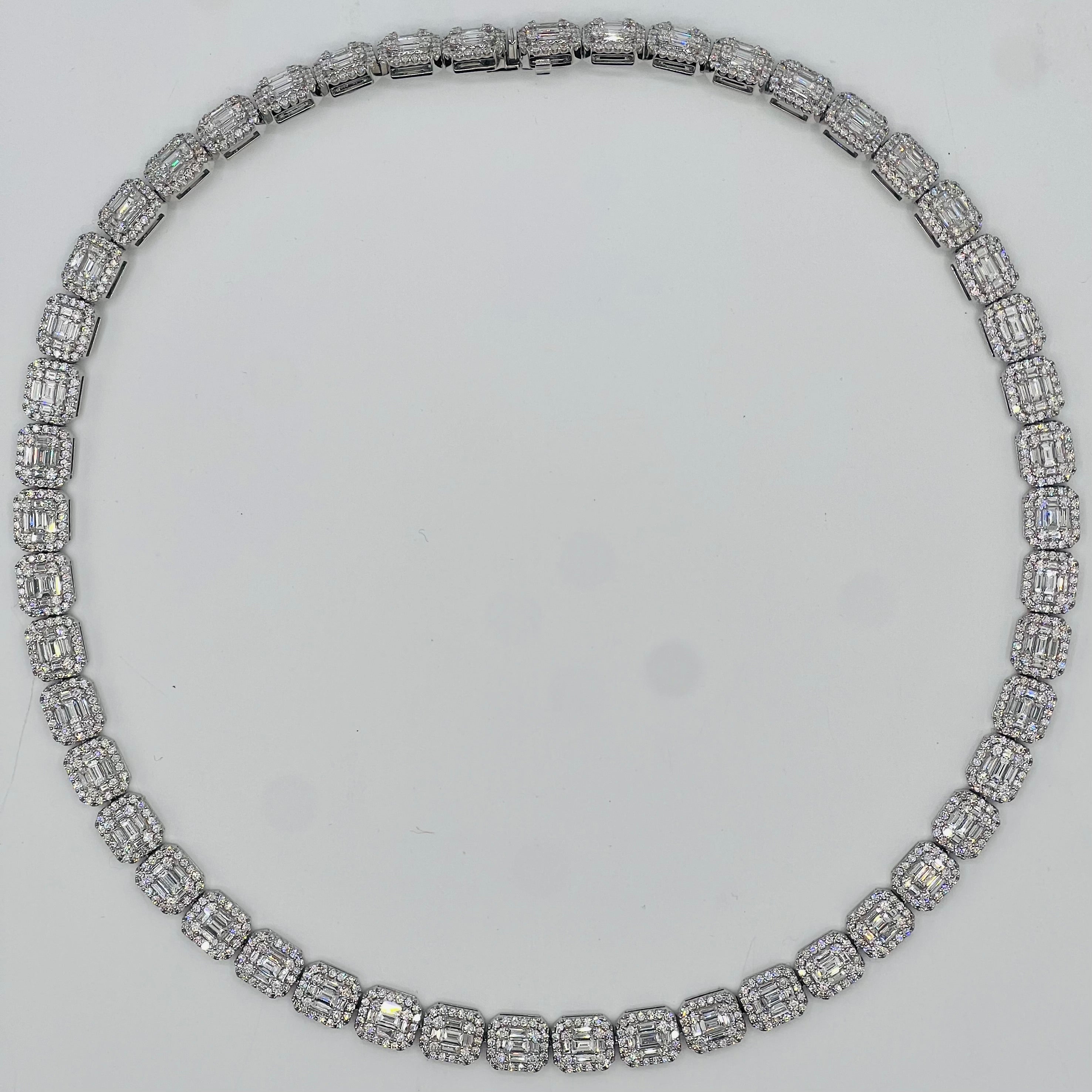 Necklace 18KW/64.9G 245BD-10.77CT 196RD-9.76CT
