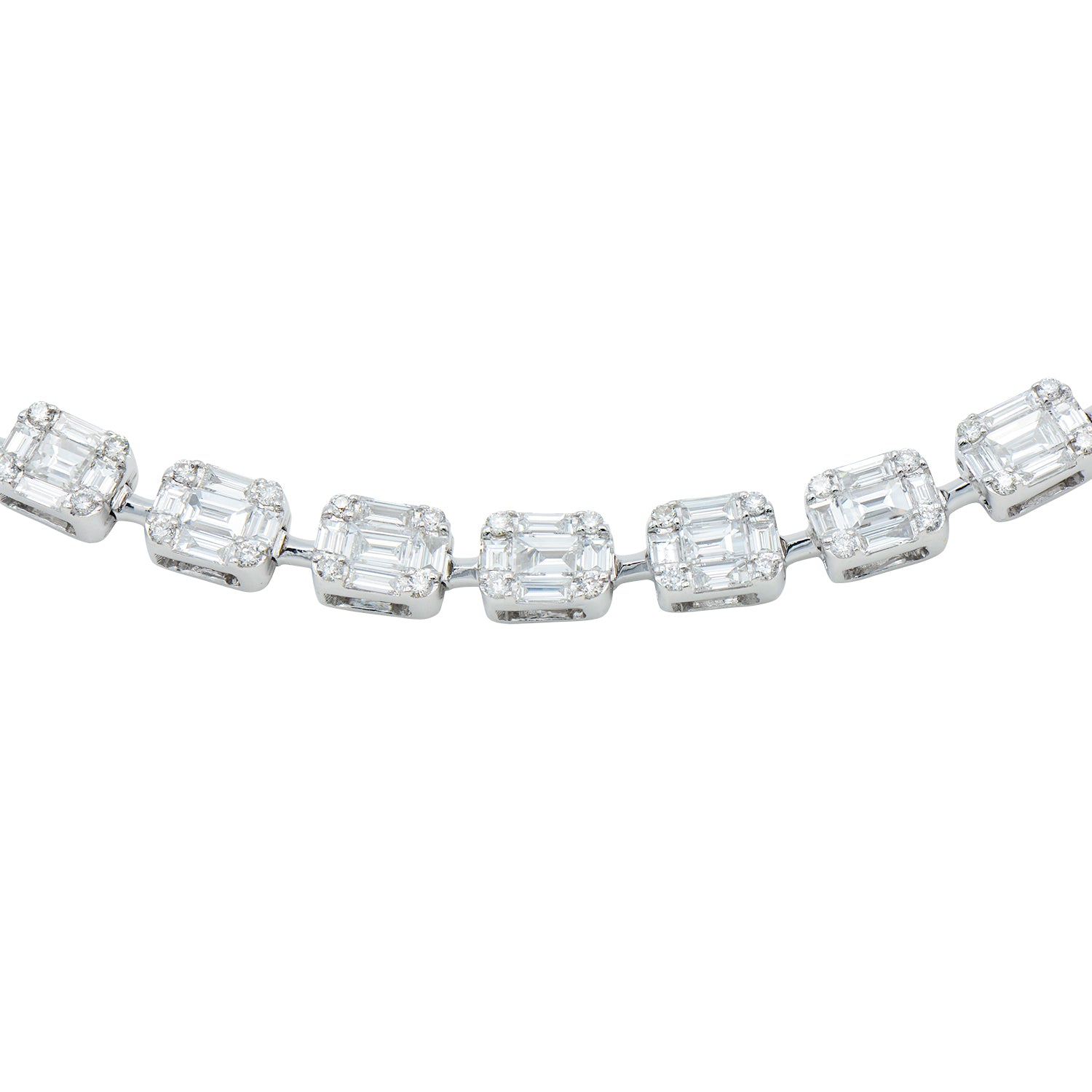 18KW Diamond Baguette Illusion Necklace