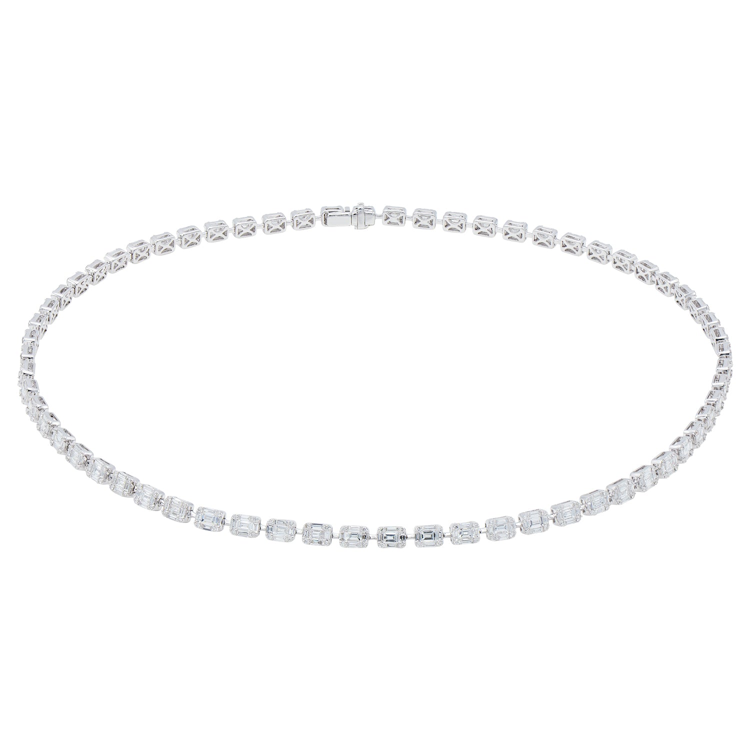 18KW Diamond Baguette Illusion Necklace