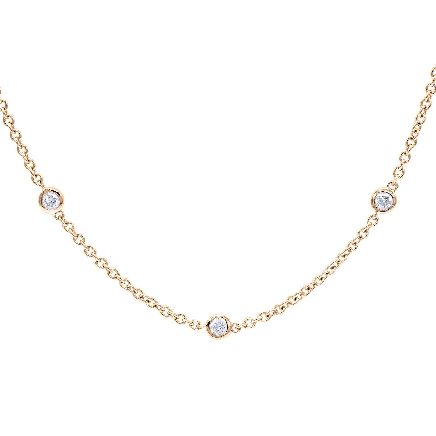 14K Yellow Gold Diamonds By The Yard Necklace, 0.71ct