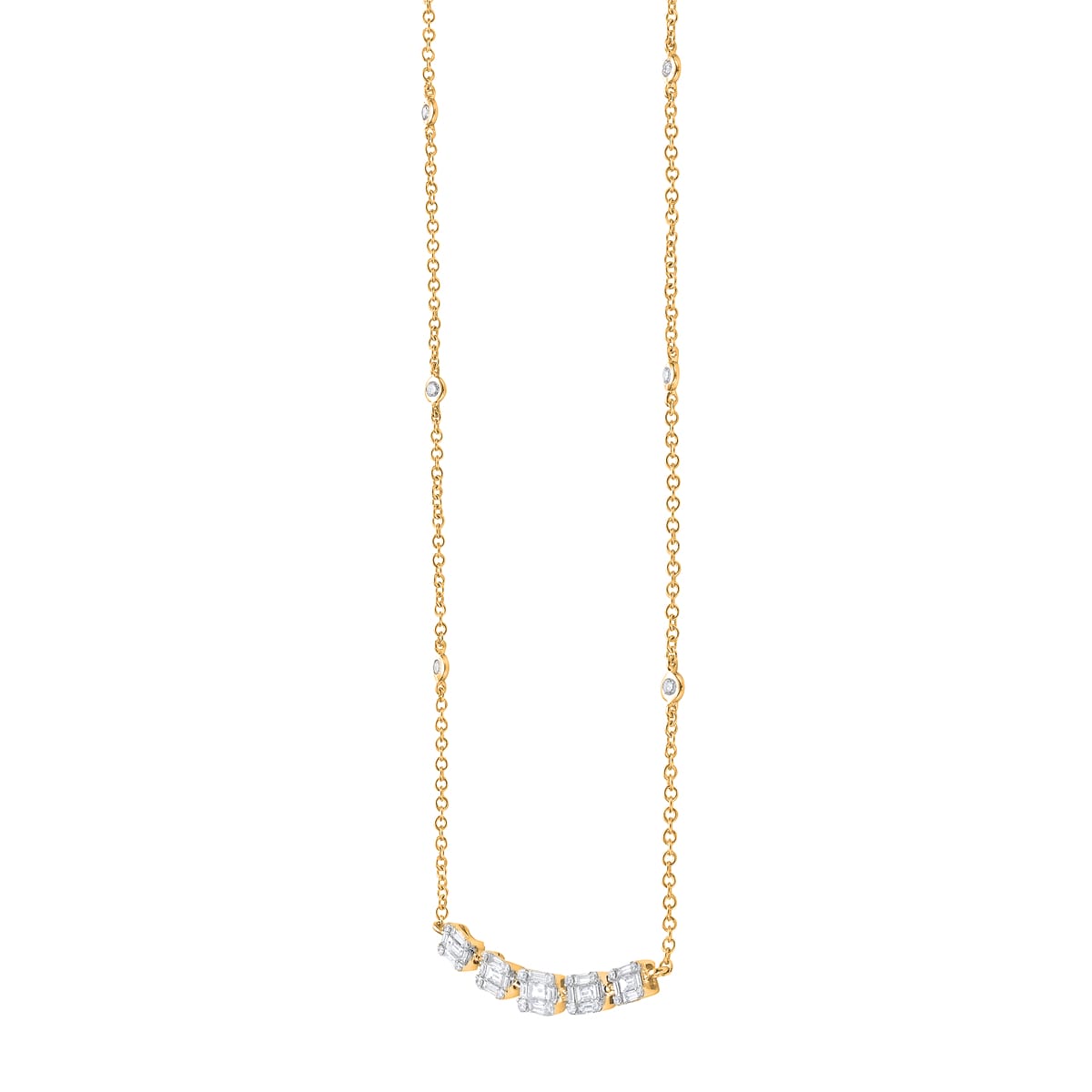 AN155734Y - Necklace 14KY/4.89G 25BD-0.73CT 26RD-0.32CT