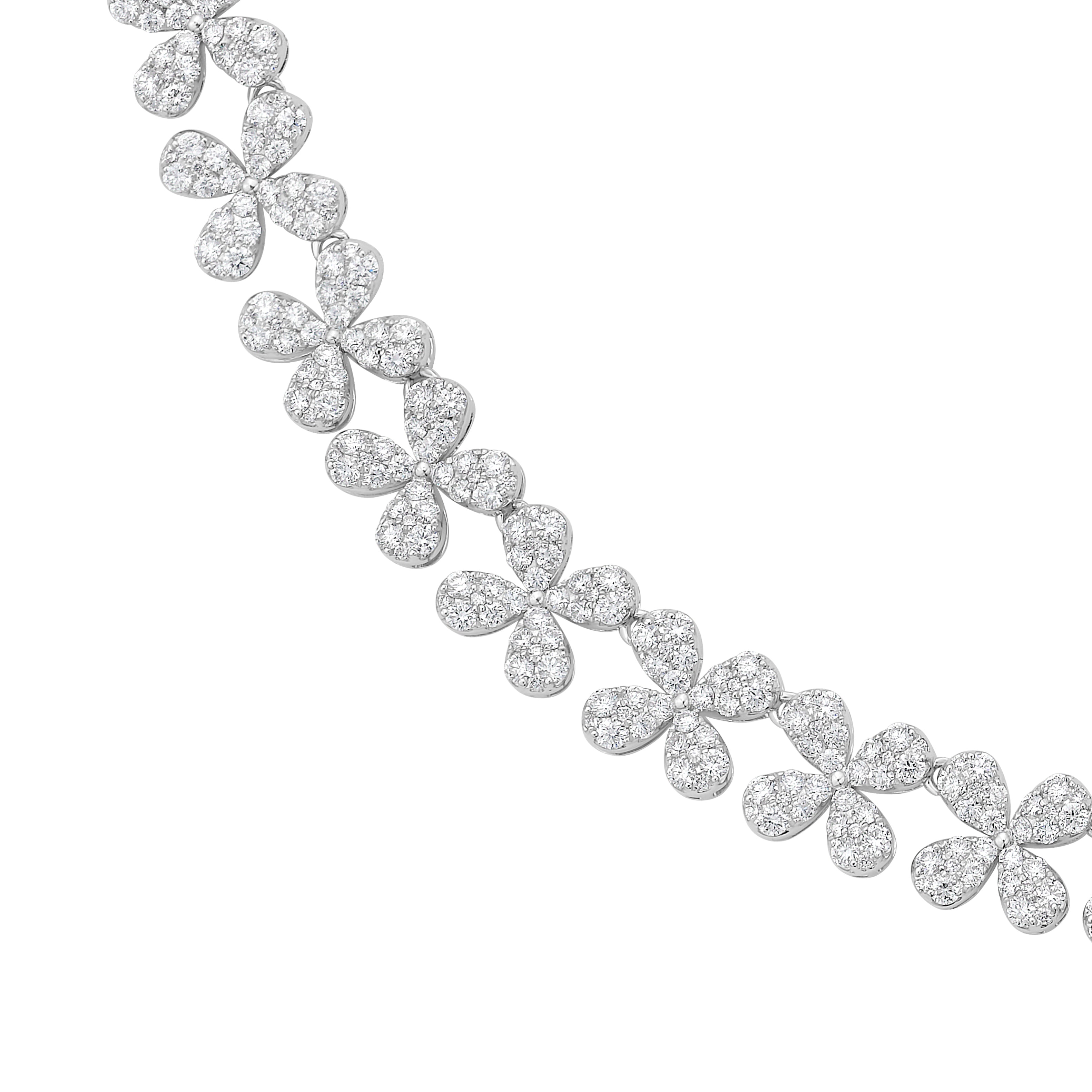 Handmade 18K White Gold Diamond Necklace, 15.19ct