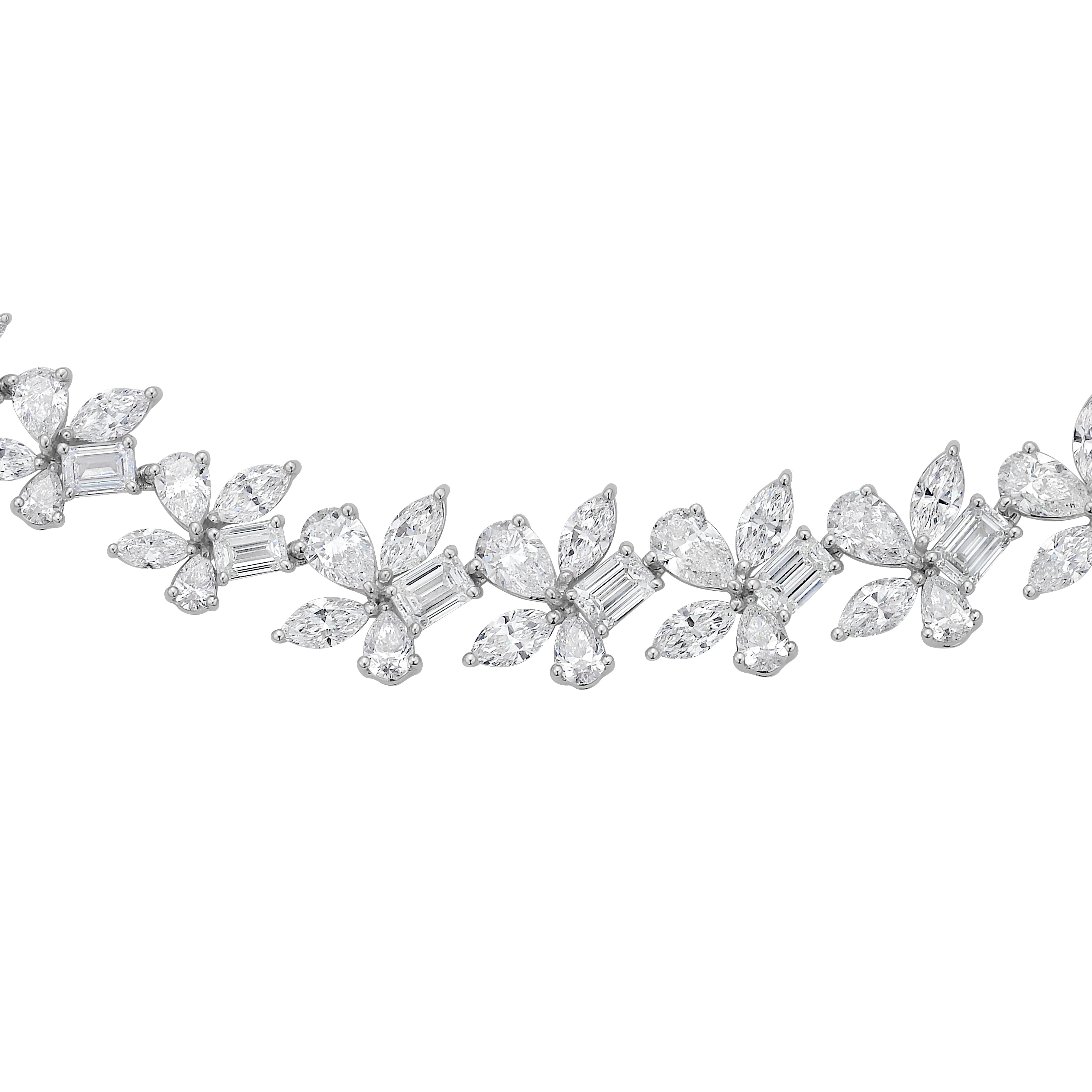 Handmade 18K White Gold Diamond Necklace, 33ct