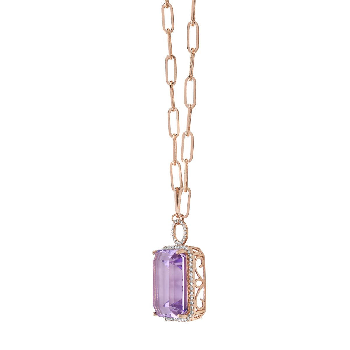 14K Rose Gold Rose de France Pendant, 22.11ct