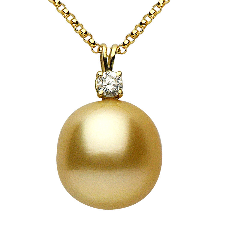 18KY Golden South Sea Pearl Pendant, 15-16mm