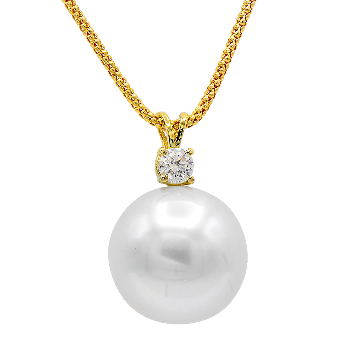 18KY White South Sea Pearl Pendant, 15-16mm