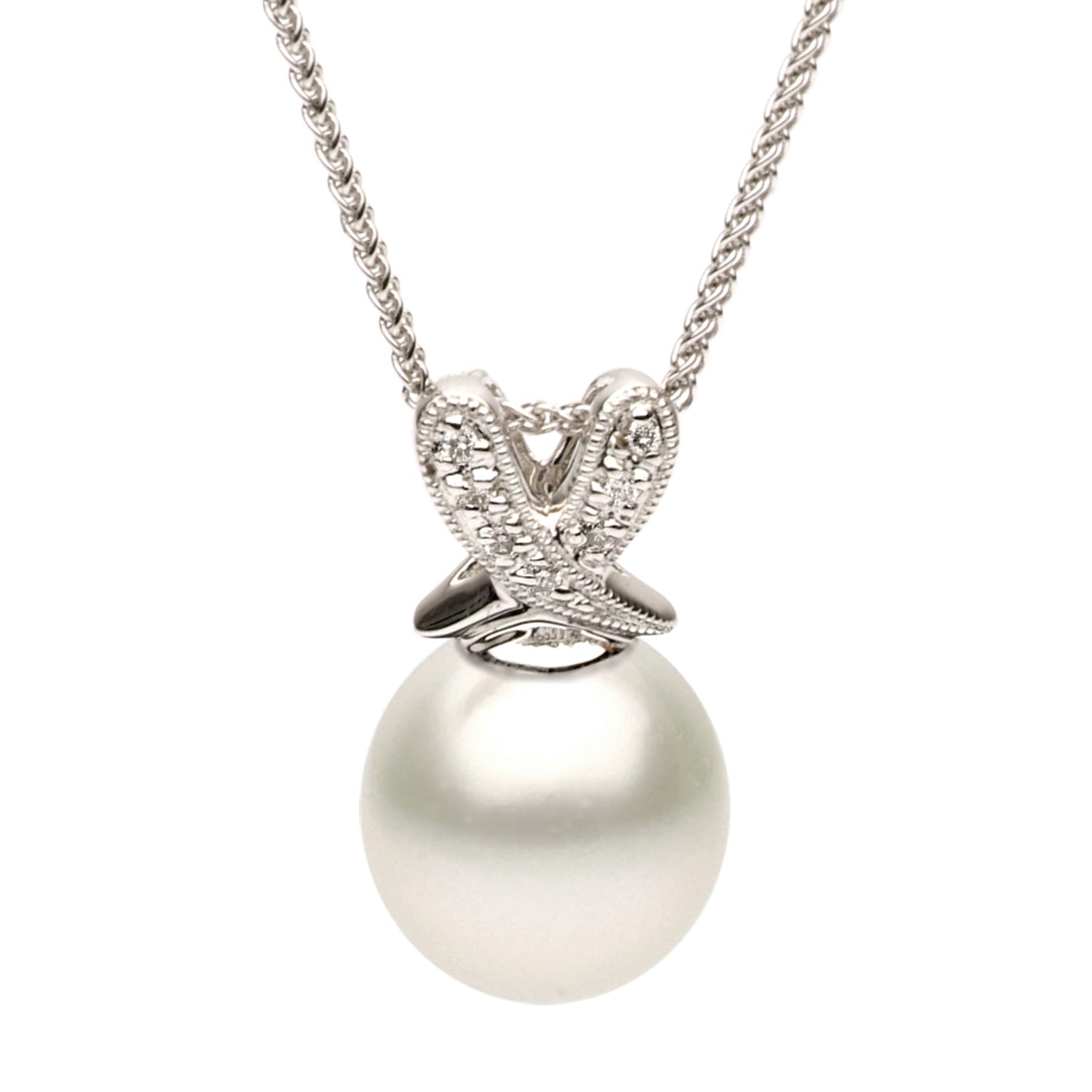 14KW White South Sea Pearl Pendant, 10-11mm