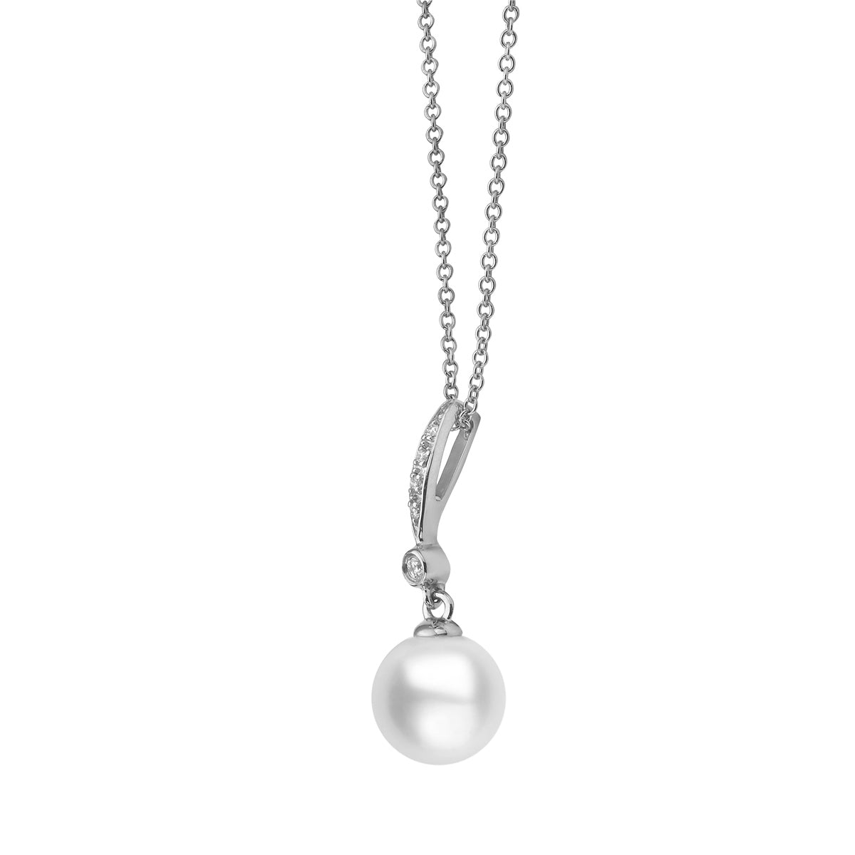 14K White Gold Tahitian Pearl Pendant, 10-11mm, 0.02ct