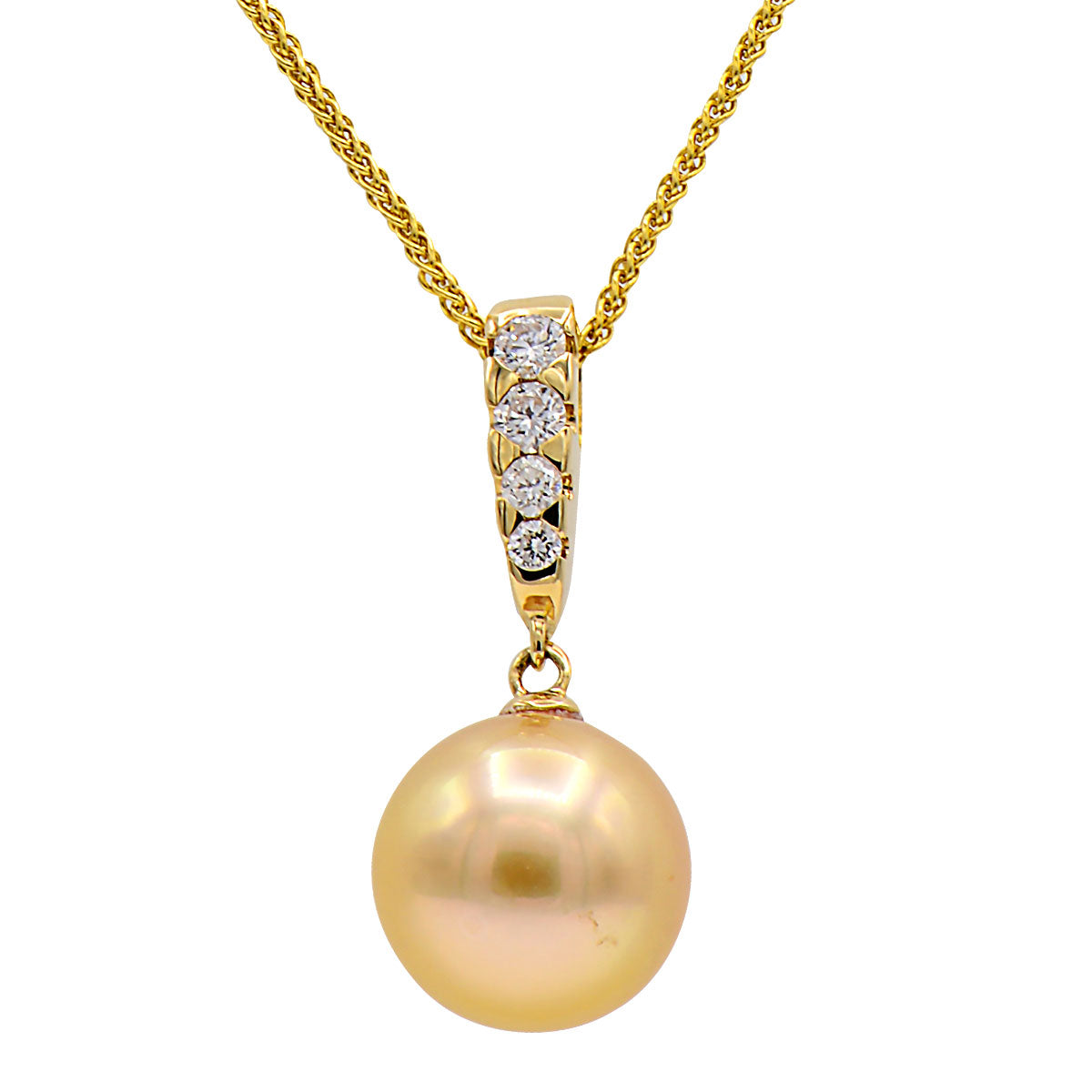 18KY Golden South Sea Pearl Pendant, 11-12mm