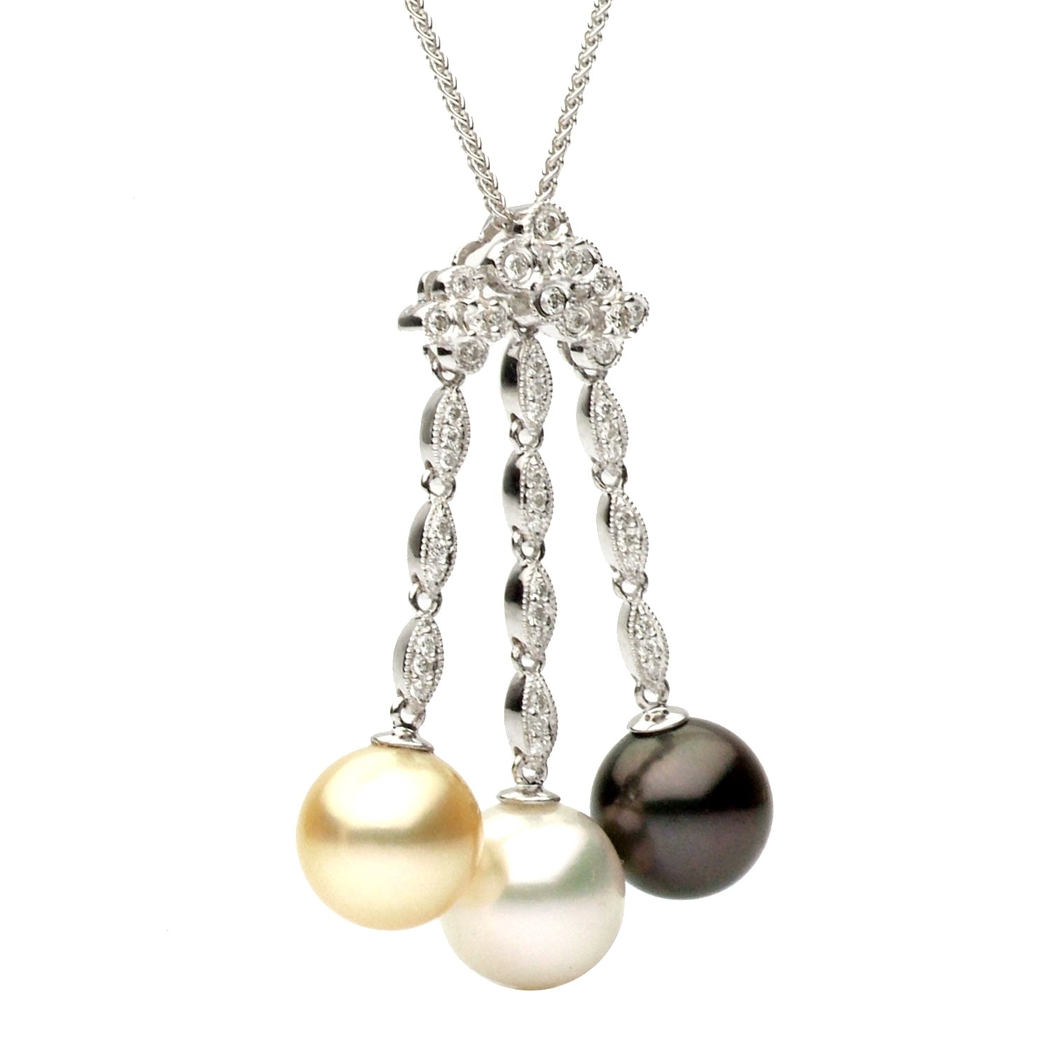 18K White Gold WBG Pendant, 9-10mm, 0.29ct