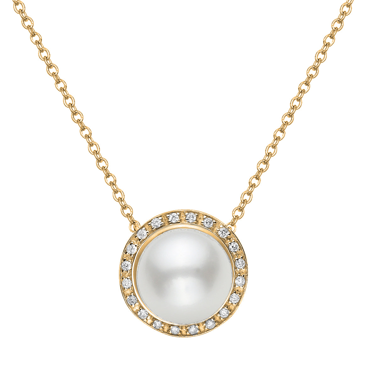 P012177Y-F - 14KY/0.9G W.FW Pendant 24RD-0.16CT 8-9mm