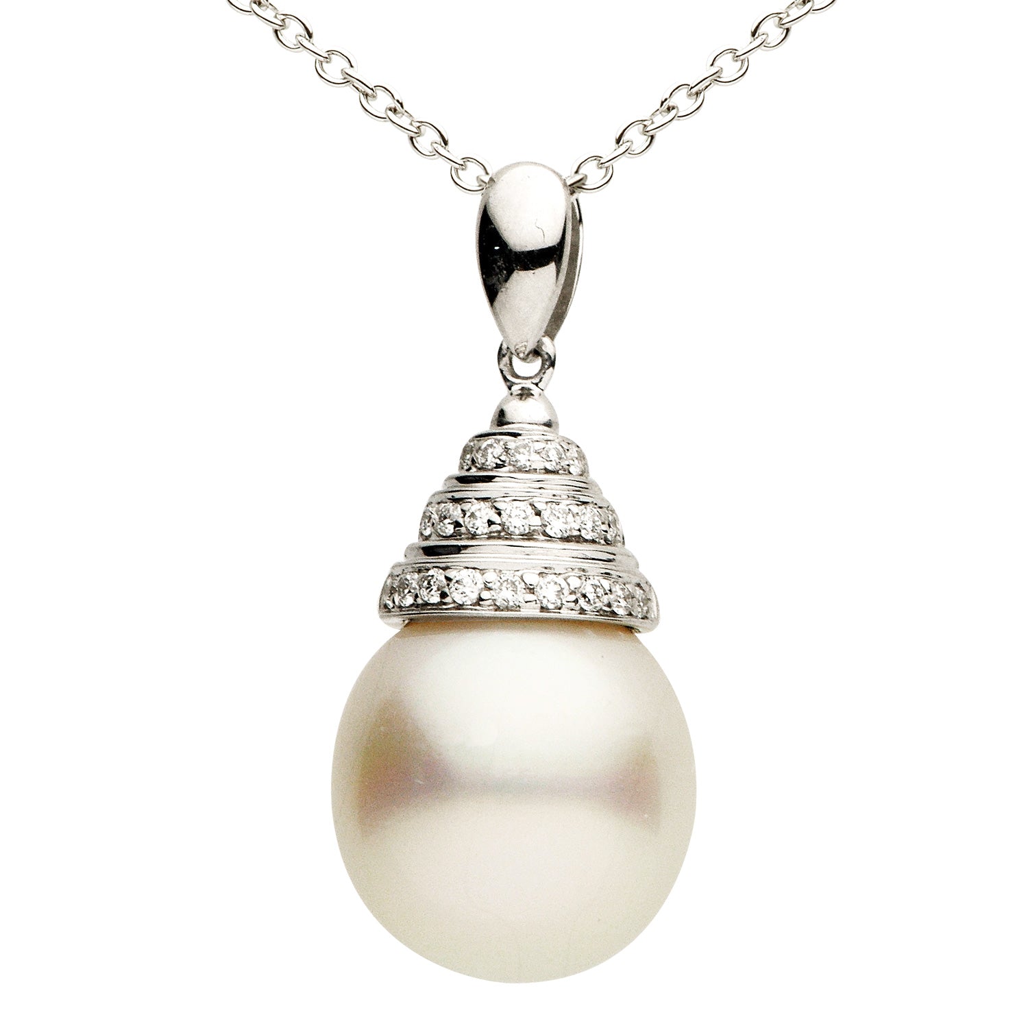14KW White South Sea Pearl Pendant, 11-12mm