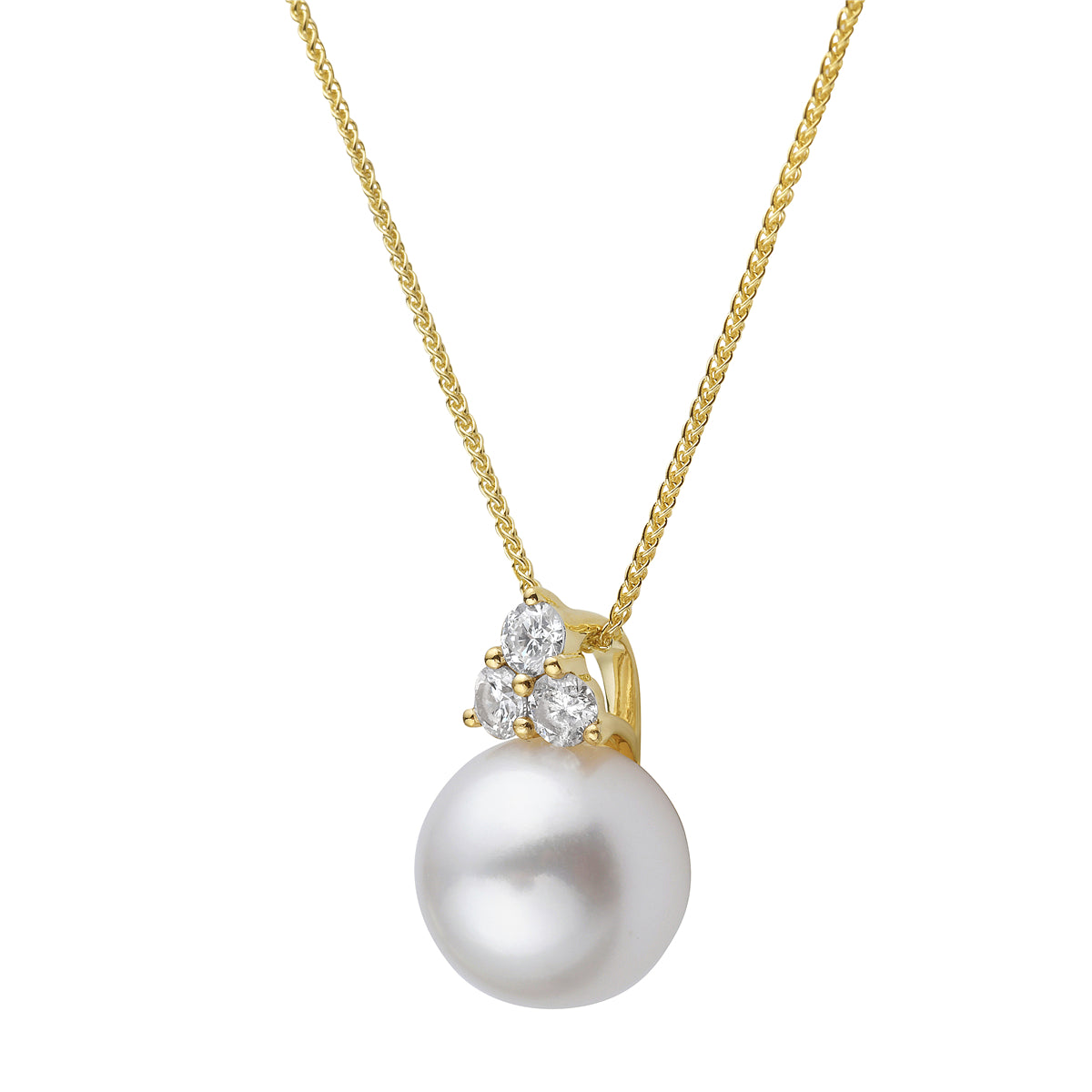 14K Yellow Gold Pendant With Freshwater Pearl, 10-11mm, 0.31ct
