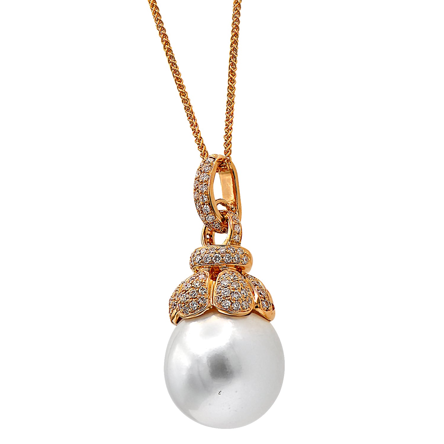 18K Rose Gold South Sea Pearl Pendant, 13-14mm