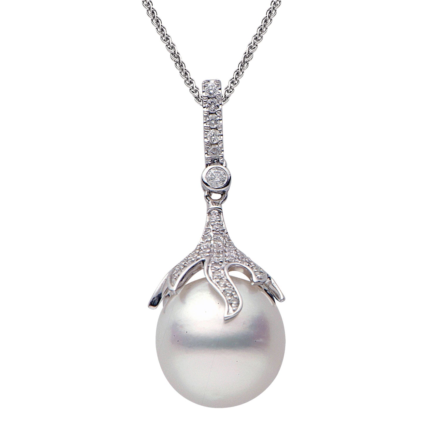 18KW White South Sea Pearl Pendant, 12-13mm