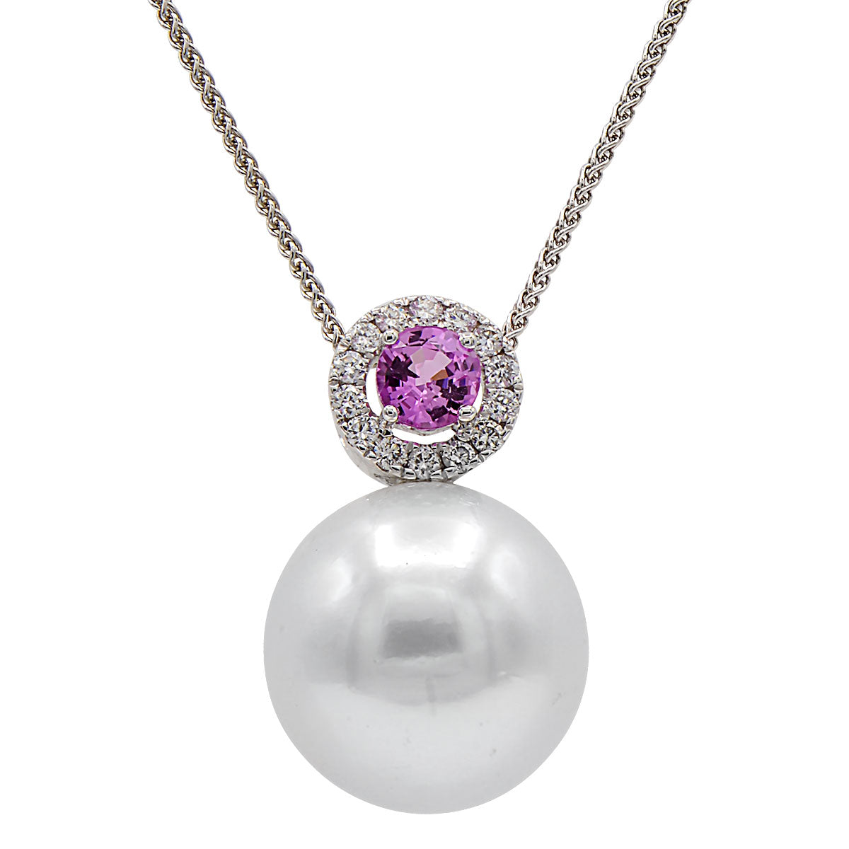 18KW White South Sea Pearl Pendant, 14-15mm