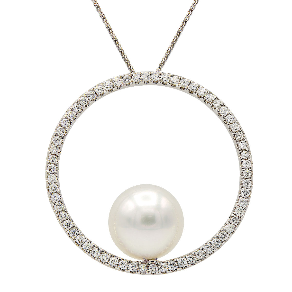 18KW White South Sea Pearl Pendant, 13-14mm
