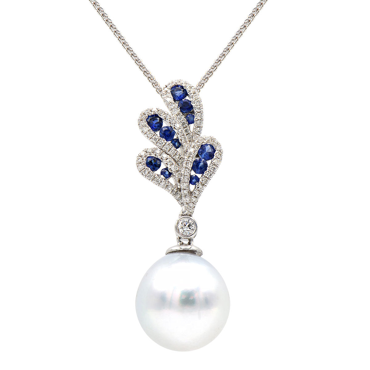 18KW White South Sea Pearl Pendant, 13-14mm