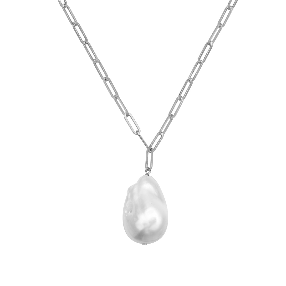 P012533-A - 14KW Paperchlip W.FW Neckace 13-14mm
