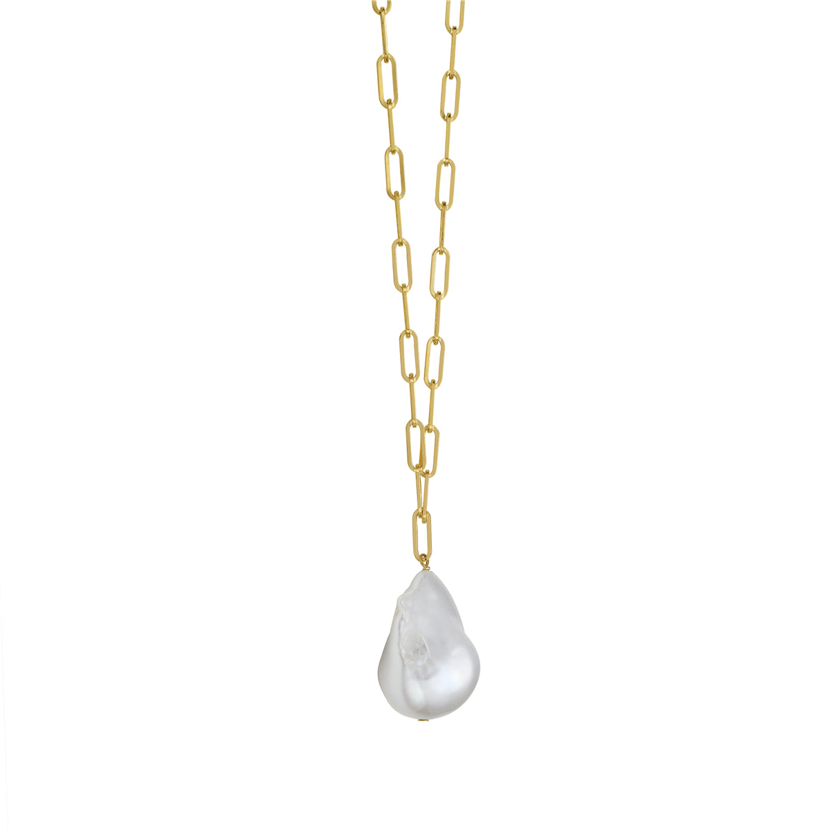 14K Yellow Gold Freshwater Pearl Pendant Necklace, 15mm