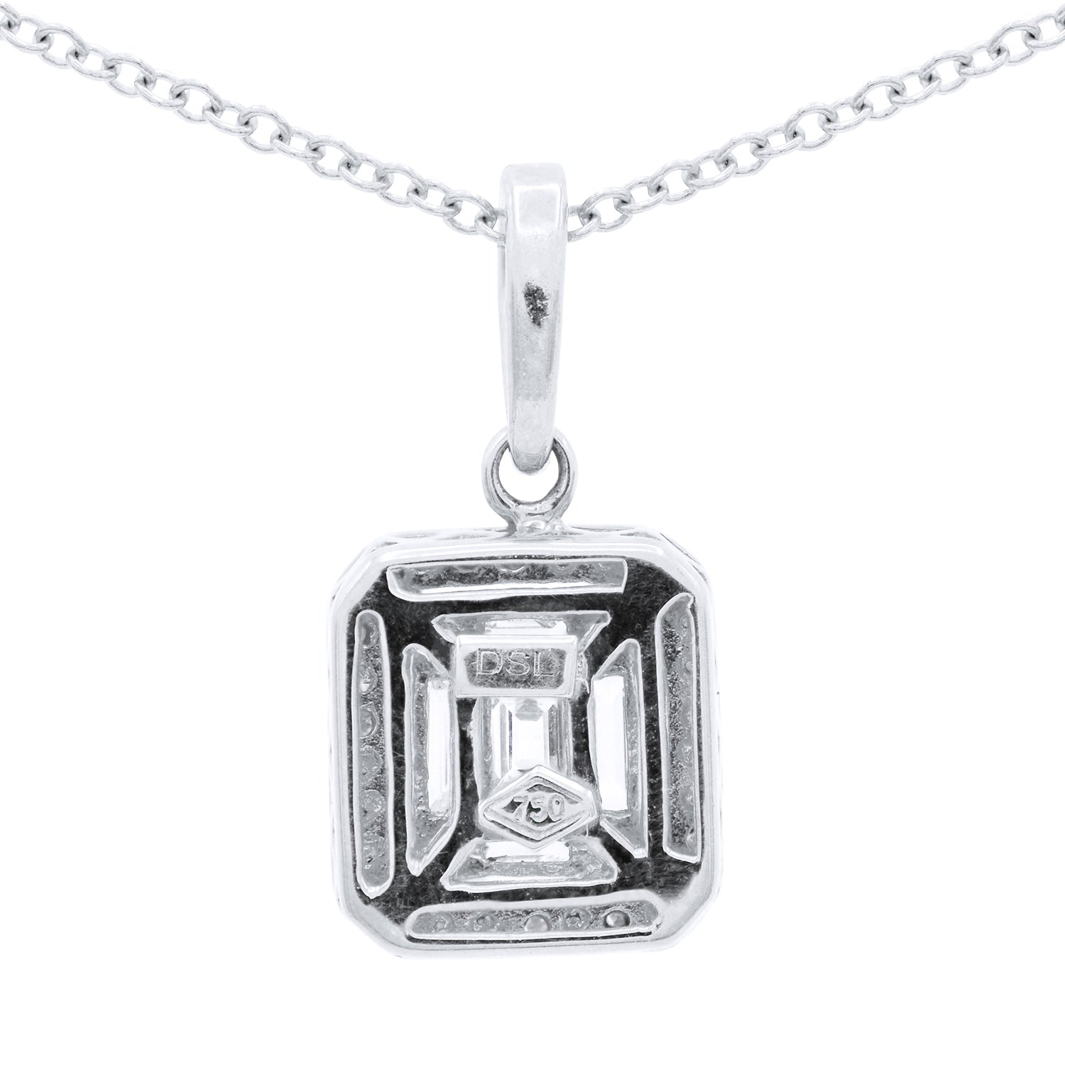 18K White Gold Diamond Baguette Illusion Pendant, 0.49ct