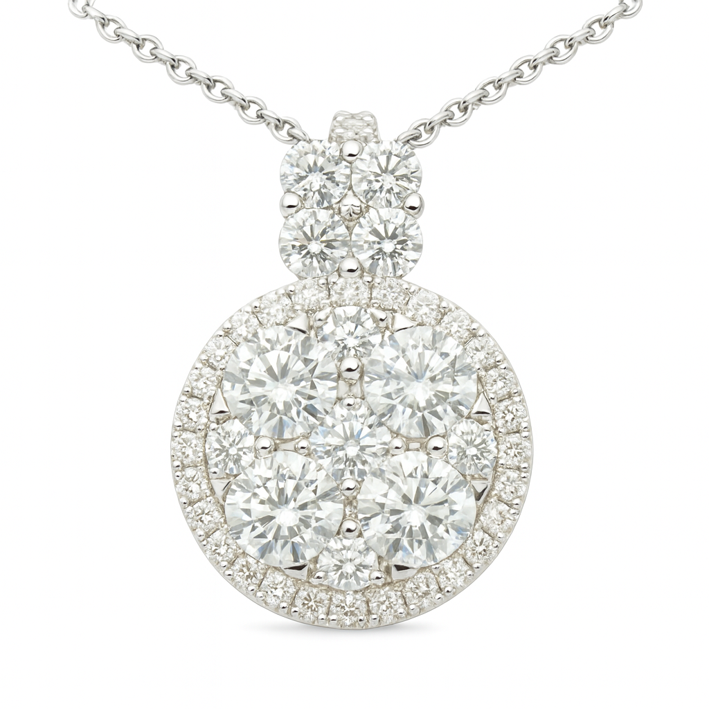 18K White Gold Diamond Illusion Pendant, 1.26ct