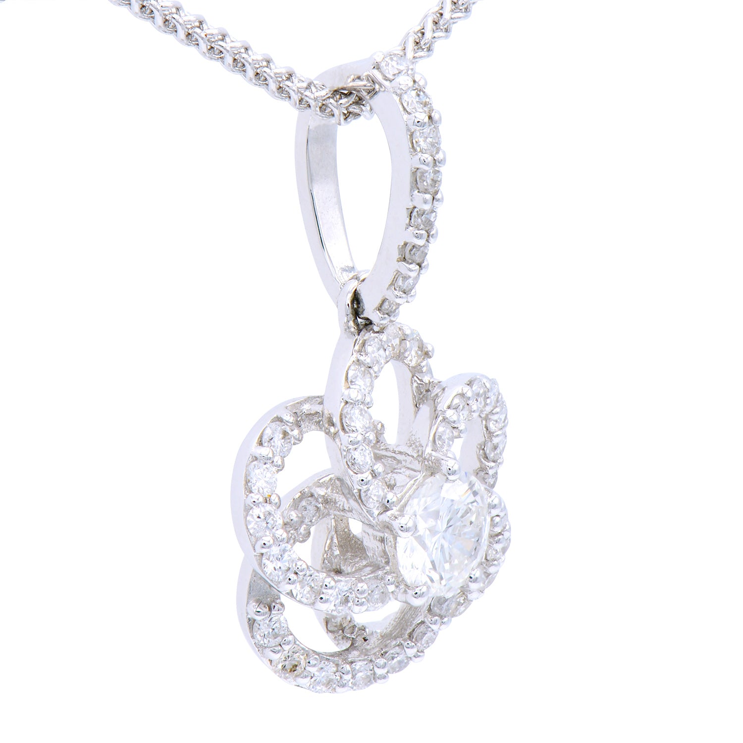 18K White Gold Diamond Flower Pendant, 0.43ct