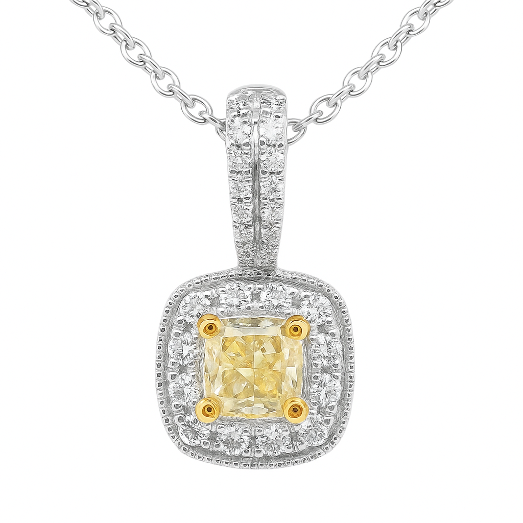P053258 - Pendant 18K/1.2G 1YD-0.62CT 24RD-0.20CT W/CHAIN