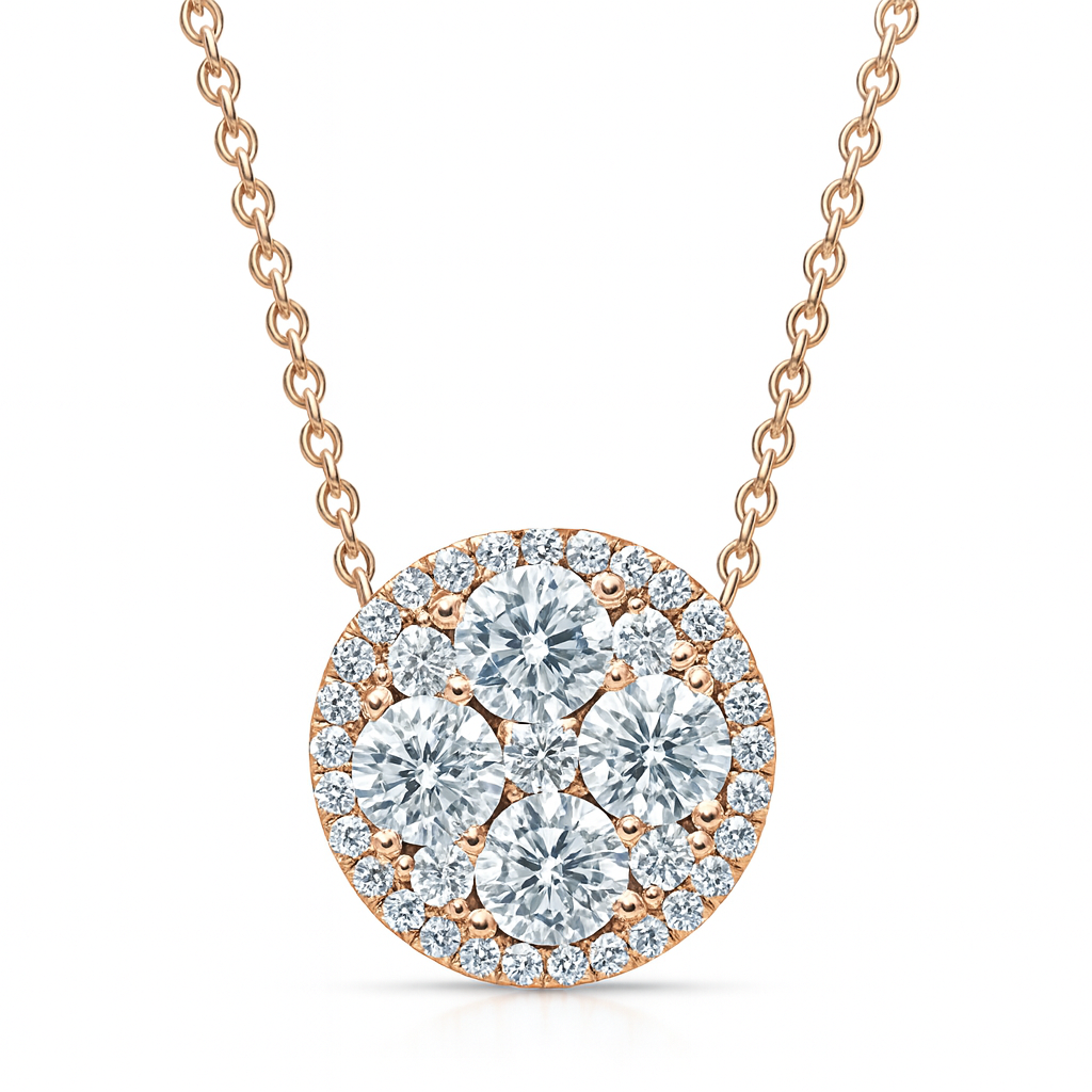 18K Rose Gold Diamond Illusion Pendant, 0.97ct