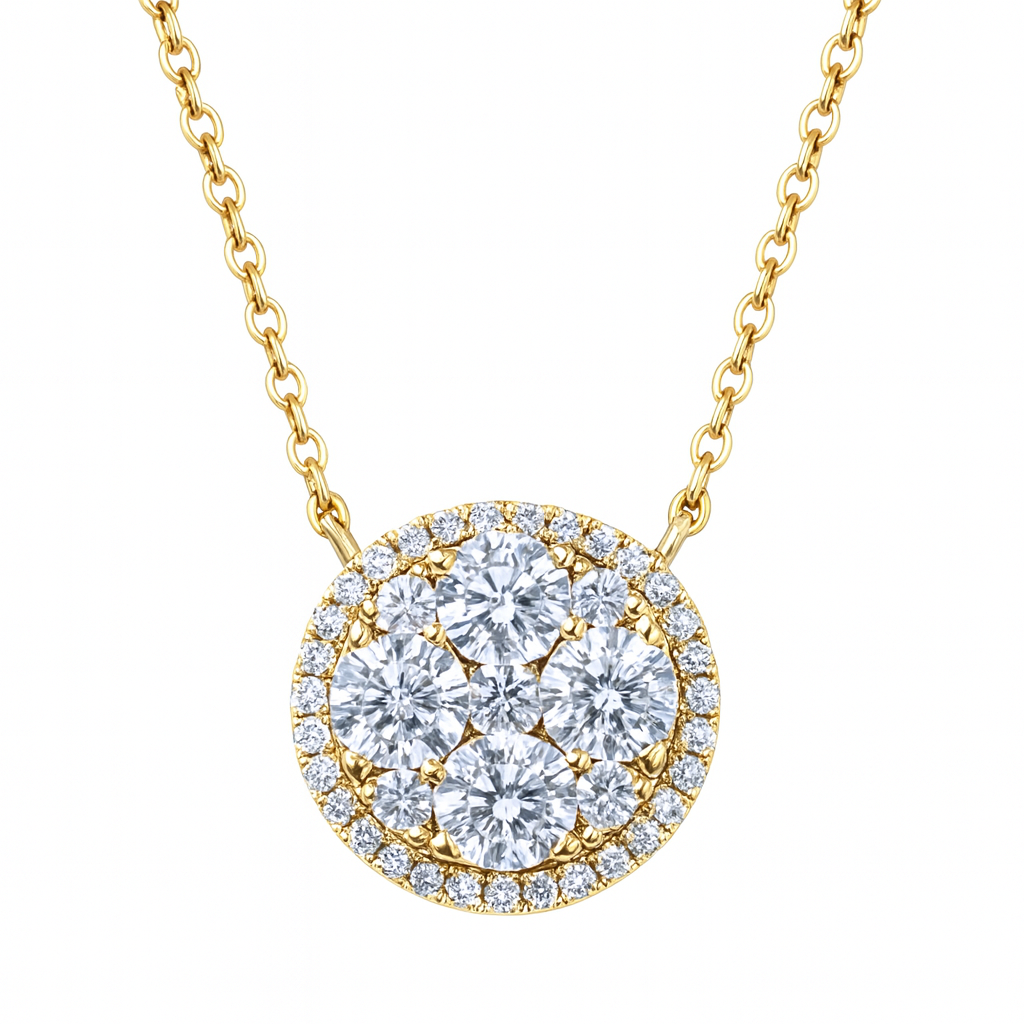 18K Yellow Gold Diamond Pendant, 1ct